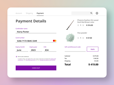 Payment Checkout/ Web/ Harry Potter