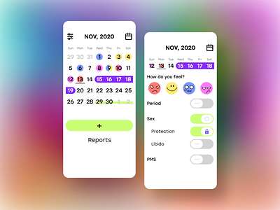 Period tracker app app app design color colorful colorful design colors figma minimal period period app period tracker simple tracking tracking app ui ux