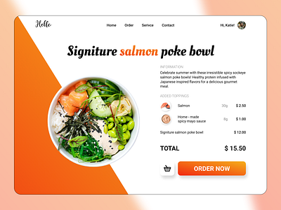 Salmon poke bowl - food delivery landing page colorful design figma food food app food delivery food web food website landing landing page landingpage salmon simple ui ux web design