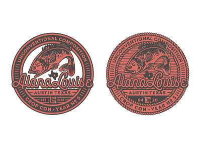 ALANA LOUISE CROP CON BADGE badge branding design fish fishing illustration lettering logo logo design logo mark logotype texas type