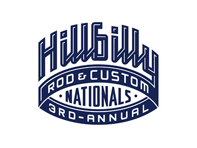 HillbillyNationals annual car custom hillbilly lettering logo national ohio rod script show typography