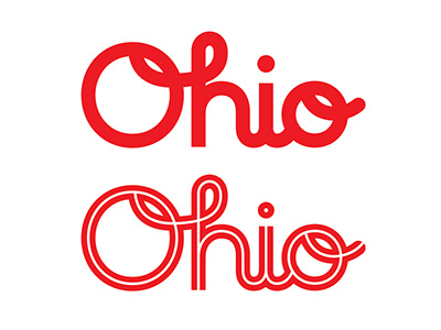 Ohio lettering oh ohio script type