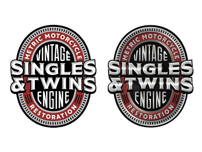 Singles & Twins badge custom engine lettering logo motorcycle single twin type typography vintage