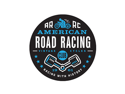 American Road Racing Club american badge bike cafe club icon logo motorcycle pistons racing road