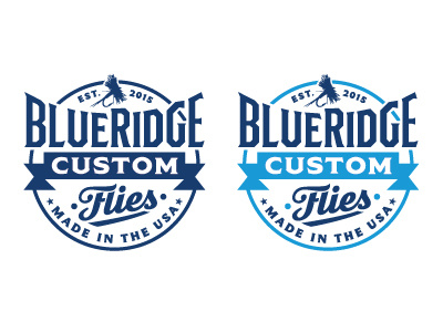 BlueRidge Logo badge banner custom fishing fly lettering logo type usa