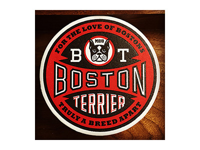 Boston Terrier Coaster boston terrier dog head icon lettering letterpress logo typography