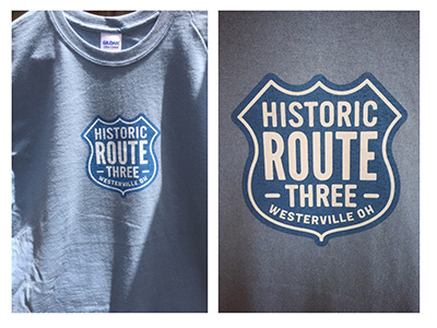 Historic Route 3 apparel badge lettering logo ohio screenprint screenprinting t-shirt tee