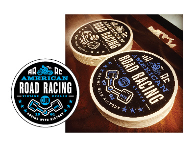 Cafe Racer Coasters american badge bike cafe club icon letterpress logo motorcycle pistons racing road