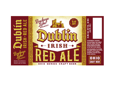 Irish Red Ale ale beer beverage brewery craft dublin irish label ohio packaging red typography
