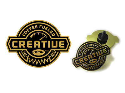 Coffee Fueled Creative Logo Pin badge coffee icon logo pin