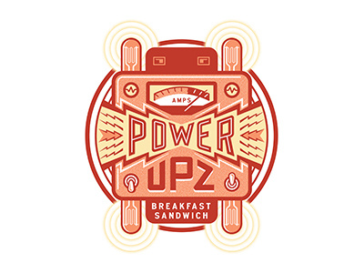 POWER UPZ electric food illustration label lettering packaging power typography