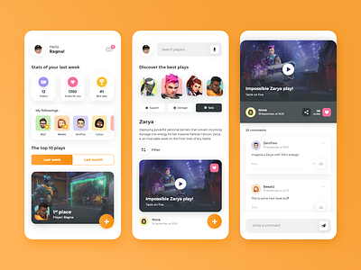 Overwatch Top Plays - App UI Design app concept design filter ui game gaming overwatch plays rank social top ui video video app videogames videoplayer