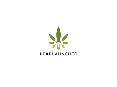 Leaf Launcher app blast branding chicago design fire grass green illustration logo marijuana mark minimal plant rocket technology weed
