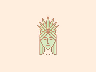 Lady Aloe Vera beauty branding cosmetic design face fashion geometry girl green health illustration logo mark minimal skin care