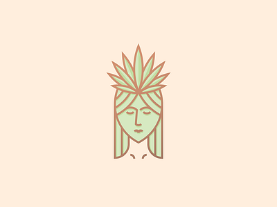 Lady Aloe Vera beauty branding cosmetic design face fashion geometry girl green health illustration logo mark minimal skin care