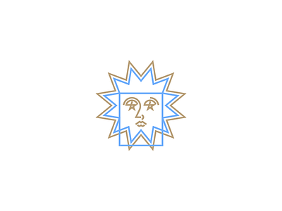Sun branding design eyes face geometry icon identity illustration line lineart logo mark minimal minimalist square star