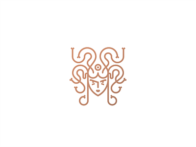 Medusa branding character eye face geometry girl greek heraldry icon illustration line lineart logo look mark minimal mythology snakes