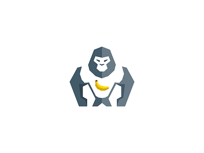 Gorilla animal ape app banana boxy branding character fruit geometry icon identity illustraion logo mark minimal money technology tshirt vegan