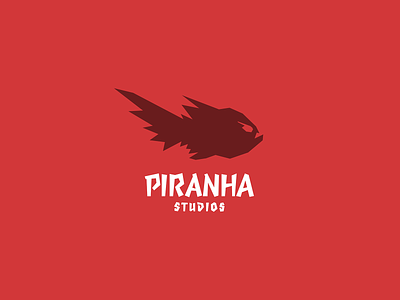 Piranha 3d amazon animal blood brand deadly dynamic fish game gaming icon jungle logo lowpoly mark movement red teeth water