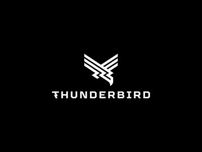 Thunderbird airline airplane aviation bird branding cargo dive flying freight geometric geometry icon lightning logo mark minimal thunder visual identity