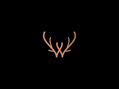 Wild animal antlers branding deer illustration letter w lettering line logo mark minimalist monogram moose nature outdoors