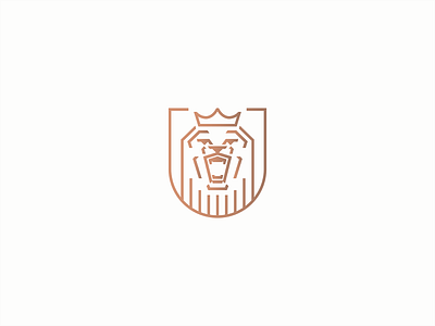 Lion Shield abstract branding coat of arms crown elegant geometry heraldry icon line lineart logo mark modern regal roar royal strength symbol
