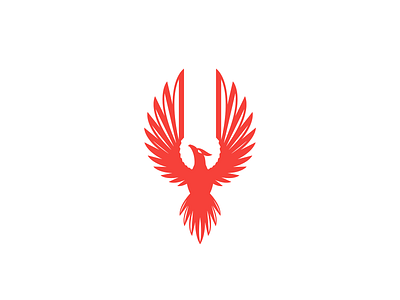 PyFi Phoenix Concept abstract animal bird branding fire flying geometry heraldry icon illustration logo mark minimal red technology