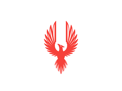 PyFi Phoenix Concept abstract animal bird branding fire flying geometry heraldry icon illustration logo mark minimal red technology