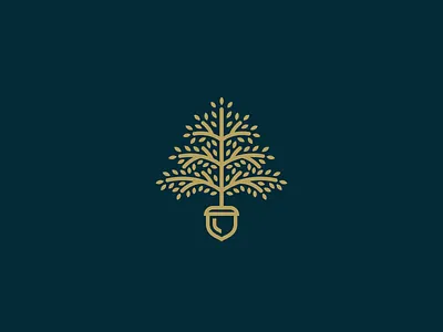 Raising Oaks acorn branding elegant fund gold green growht icon leaves line art logo luxury mark minimal nature oak plant strong traditional tree