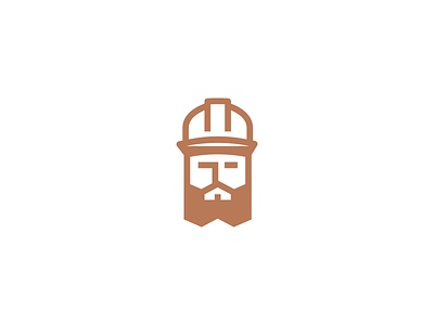 Construction Worker beard branding builder building contractor copper engineering face geometry helmet homeimprovement icon illustration logo look man mark minimal renovation ui