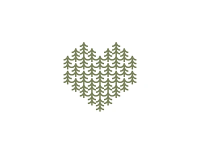 Forest Love branding design geometry green heart icon line logo mark minimalist modern nature outdoors pattern pine simple tree ui wild woods