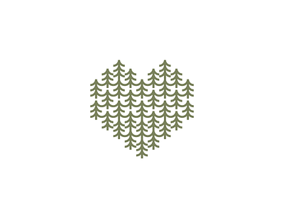 Forest Love branding design geometry green heart icon line logo mark minimalist modern nature outdoors pattern pine simple tree ui wild woods