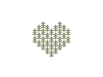 Forest Love branding design geometry green heart icon line logo mark minimalist modern nature outdoors pattern pine simple tree ui wild woods