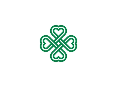 Four leaf clover branding celtic festival geometry graphic design green icon intertwined ireland line art logo luck mark minimal saint patricks shamrock simple vector