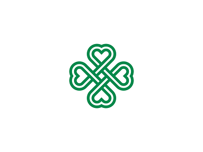 Four leaf clover branding celtic festival geometry graphic design green icon intertwined ireland line art logo luck mark minimal saint patricks shamrock simple vector