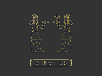 2 Invites ball dribbble egypt hieroglyphs invite line