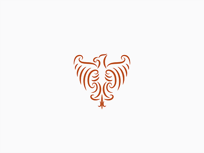 Phoenix bird brush line logo mark mythology phoenix