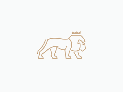 Lion cat crown king line lineart lion logo mark regal royal walk