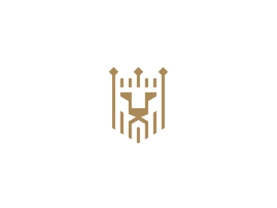 Lion crown face geometry head lineart lion logo