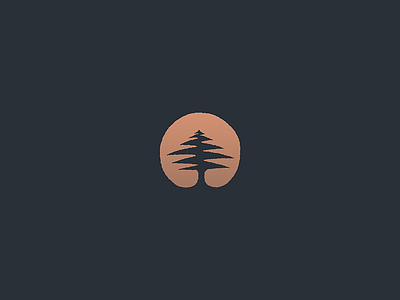 Pine cedar circle icon logo mark minimal negativespace pine sunset tree