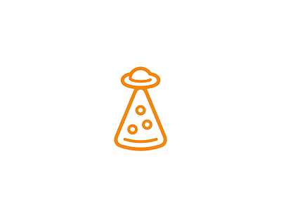 Abduction slice alien design flying saucer food icon line logo mark minimal pizza ufo
