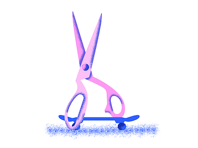 Skate with Scissors cut danger design illustration line minimal rolling sharp skate skateboard