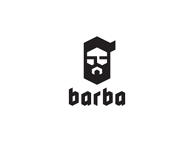 Barba beard branding design face geometry head icon illustration logo look mark minimal sharp typography