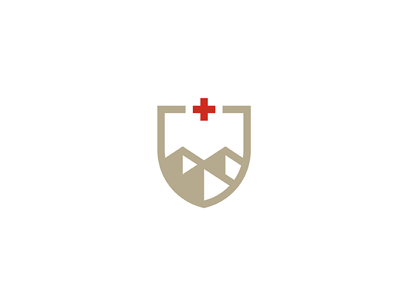 Swiss Alps summit peak mountains red cross switzerland coat of arms shield icon illustration lineart geometry mark minimal logo branding