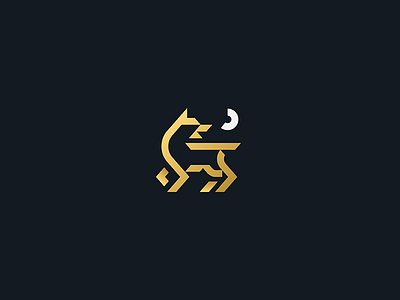 wolf abstract animal branding geometry heraldry icon identity illustration lineart logo mark minimal modern moon night sharp wild wildlife