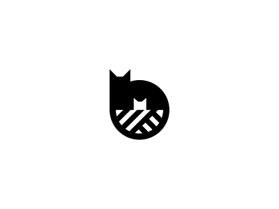 Mama Cat and Kitten animal branding design feline furry geometry icon illustration lineart logo mark minimal whiskers yarn