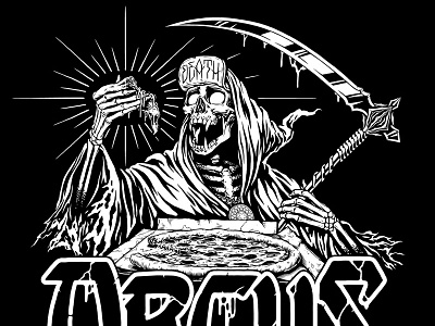 Orcus Pizza Reaper grim reaper pizza shirt design skull