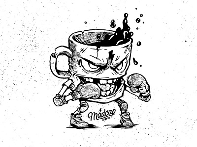 Mean Muggin' coffee ink drawing madcap