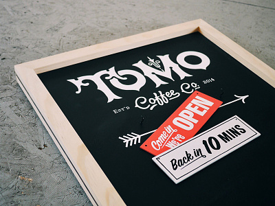 Tomo Coffee Co Sandwich Board branding coffee open sandwich board sign sign painting