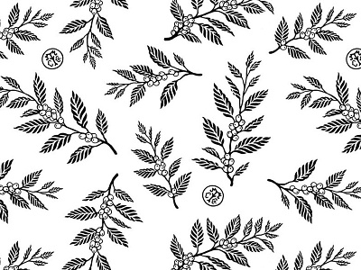 Coffee Branch Pattern black and white coffee pattern